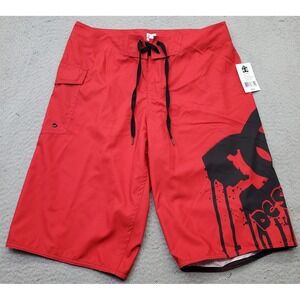 DC‎ Shoeco Board Shorts Men's 30 Multi Flat Front Graphic Logo Drawstring Waist